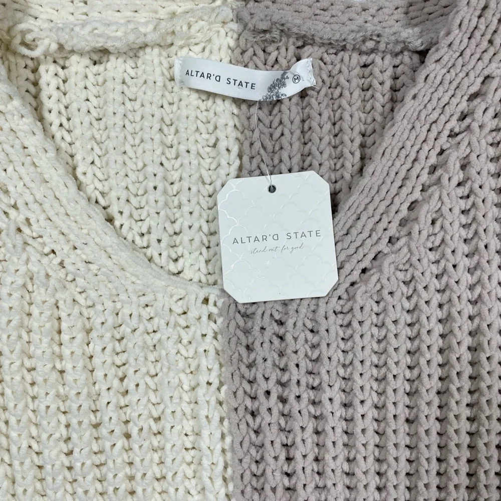 ALTAR’d State Sweater Colorblock Knit Cropped Pullover NWT Women’s Size Medium - Picture 5 of 14